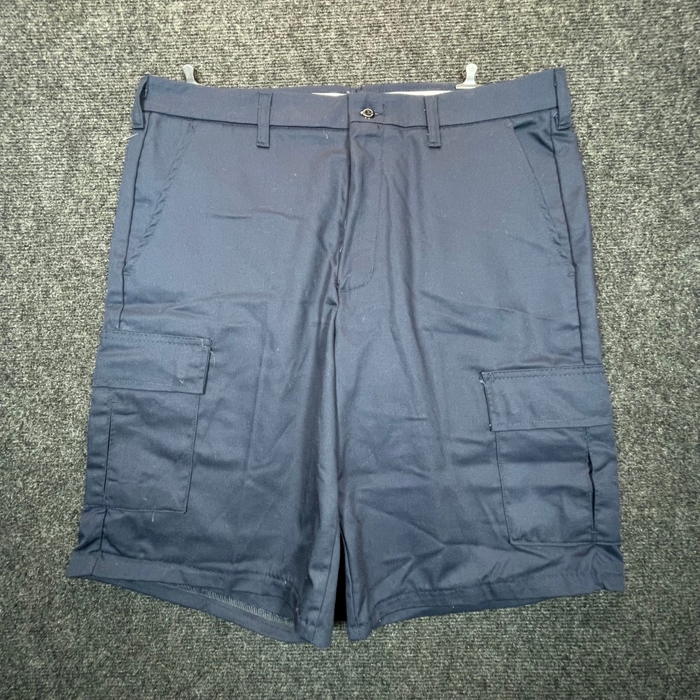 Aramark Cargo Shorts Mens 36 Navy Blue Workwear Utility Adjustec Stretch CP0730